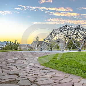 Dome climbing frame in Daybreak Utah at sunset