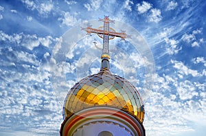 Dome and cross on the Orthodox Church