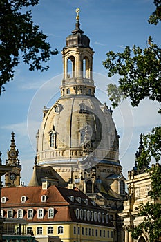 The dome of the Dresden Frauenkirche. Saxony, Germany