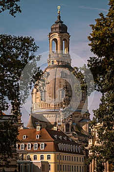 The dome of the Dresden Frauenkirche. Saxony, Germany