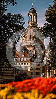 The dome of the Dresden Frauenkirche. Saxony, Germany