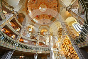 The dome of the Dresden Frauenkirche. Saxony, Germany