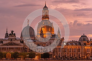 The dome of the Dresden Frauenkirche. Saxony, Germany