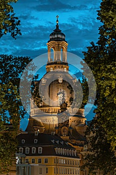 The dome of the Dresden Frauenkirche. Saxony, Germany