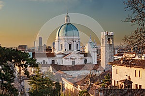 The dome of Duomo Nuovo in Brescia after sunrise