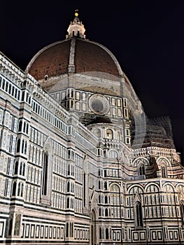 Dome of Filippo Brunelleschi, in the darkness of a November evening, in Florence. photo