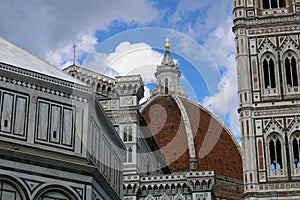 Dome of Filippo Brunelleschi details with baptistery, Florence, Italy