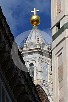 Dome of Filippo Brunelleschi details in the sky of the city, Florence, Italy