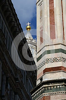 Dome of Filippo Brunelleschi details in the sky of the city, Florence, Italy