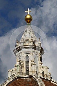 Dome of Filippo Brunelleschi details in the sky of the city, Florence, Italy photo