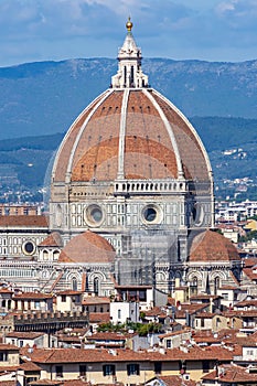 Dome of Florence cathedral Duomo over city center, Italy