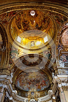 Ceiling and dome of the Church of Gesu, Rome, Italy photo