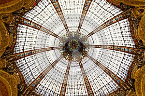 The Dome of Galeries Lafayette in Paris - France