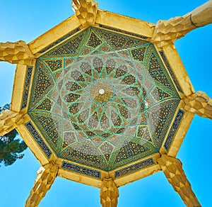 The dome of Hafez Tomb pavilion, Shiraz, Iran