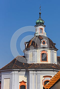 Dome of the historic Chram svateho Vaclava church in Litomerice