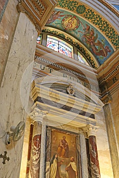 The Dome interior of the Stella Maris Monastery or the Monastery of Our Lady of Mount Caramel in Haifa, Israel