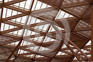 Dome of large brown steel structure building