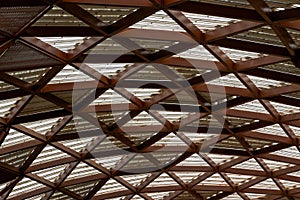 Dome of large brown steel structure building
