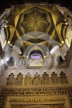 Dome on the mihrab in the Mosque of Cordoba photo