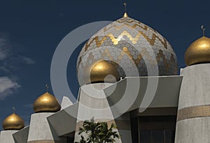 Dome and Minarets of Sabah State Mosque in Kota Kinabalu