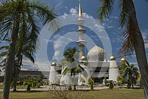 Dome and Minarets of Sabah State Mosque in Kota Kinabalu photo