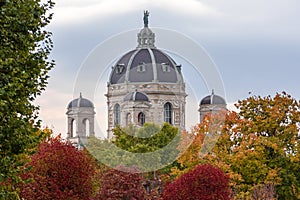 Dome of Natural History Museum on Maria Theresa square in Vienna, Austria