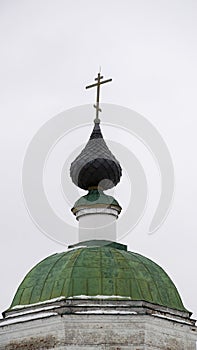 Dome of the Orthodox church with a green roof
