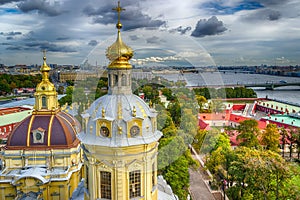 Dome Peter and Paul Cathedral top view panorama St.-Petersburg