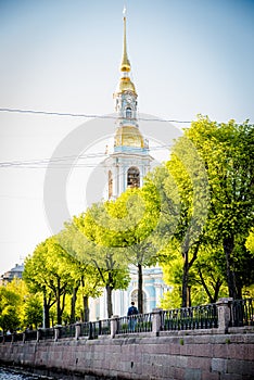 Dome Peter and Paul Cathedral top view panorama of St.-Petersburg Russia