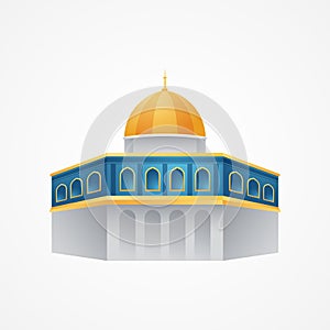 Dome of rock Al Quds illustration on isolated background