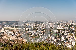 Dome of the Rock in beautiful panorama of Jerusalem