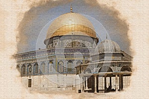 Dome of the Rock and Dome of the Chain at Temple Mount, Old City of Jerusalem