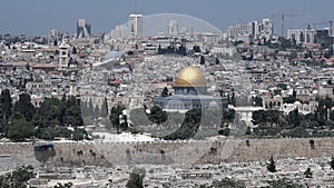 Dome of the Rock Mosque on Temple Mount with Jerusalem old cityskyline