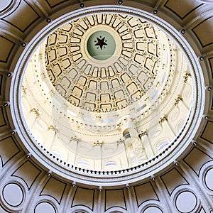 The dome in the rotunda of the State Capital Building in Austin Texas