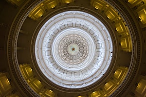 The dome's interior of Texas State Capitol in Austin, TX