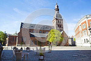 Dome Square without people in Riga