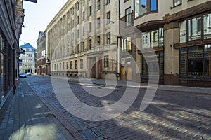 Dome Square without people in Riga