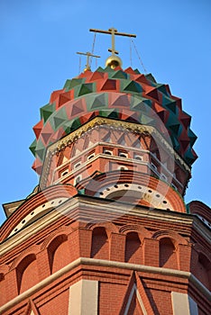 Dome of St. Basil`s Cathedral, Red Square, Moscow, Russia