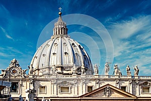 Dome of St Peter`s Basilica, Vatican City, Rome, Italy