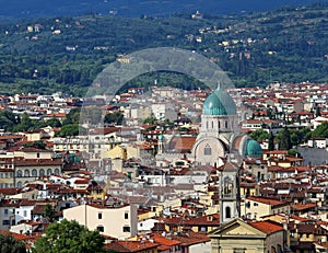 Dome of the synogogue of the city of Florence in Italy in the Tu