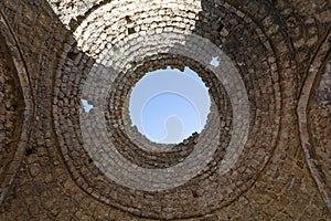 Dome of the Turkish mosque at the Acrocorinth castle at Corinth, Greece
