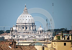 The dome of the Vatican and rooftops of Rome