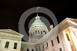 Domed building at night