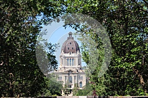 Domed centre Saskatchewan Legislature silhouetted