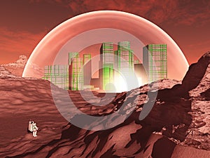 Domed city on inhospitable planet photo
