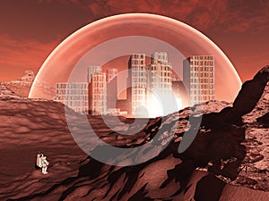 Domed city in inhospitable planet