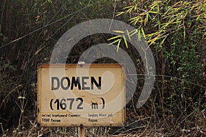 Domen. Sign in the Langtang National Park.