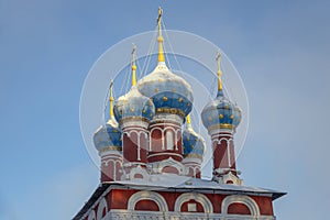 The domes of the ancient church of Tsarevich Dimitry on Blood. Uglich