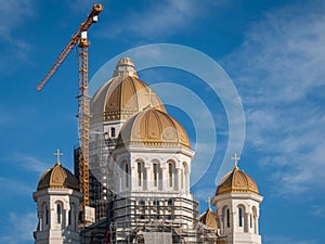 The domes of the Cathedral of the Salvation of the Nation.