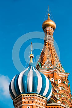 The Saint Basil's Cathedral, is a famous church in Red Square in Moscow, Russia.